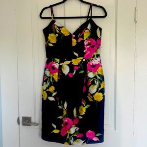 Floral cocktail dress spaghetti strap with pockets
